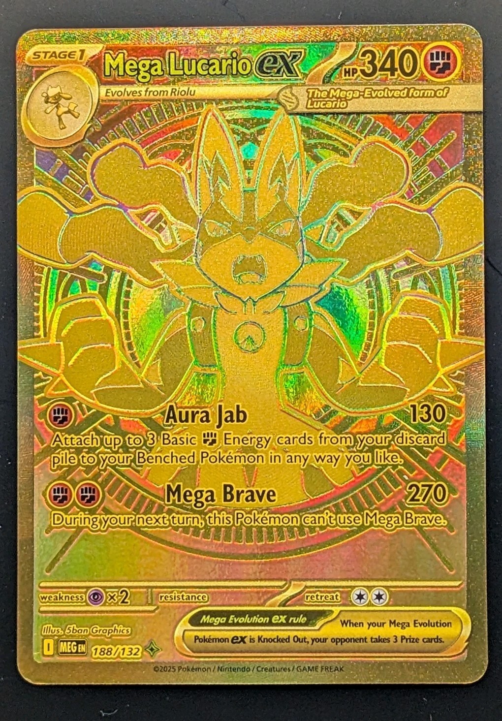 Mega Lucario ex 2025 Mega Evolution #188/132 Mega Hyper Rare