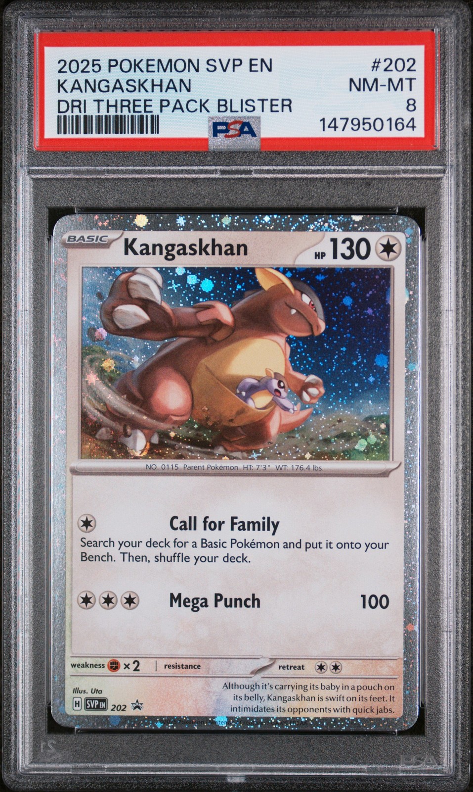 2025 POKEMON SVP EN-SV BLACK STAR PROMO #202 KANGASKHAN PSA 8
