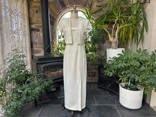 Vintage 1990s Formal 2 Piece Ivory Crepe Bead Bridal Wedding Dress