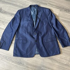 Lauren Ralph Lauren Blazer Mens 46R Blue Rayon Blend Two Button Sport Coat