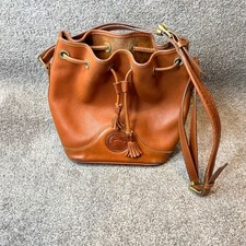 vtg Dooney Bourke Bucket Bag Brown All Weather Leather Drawstring shoulder usa