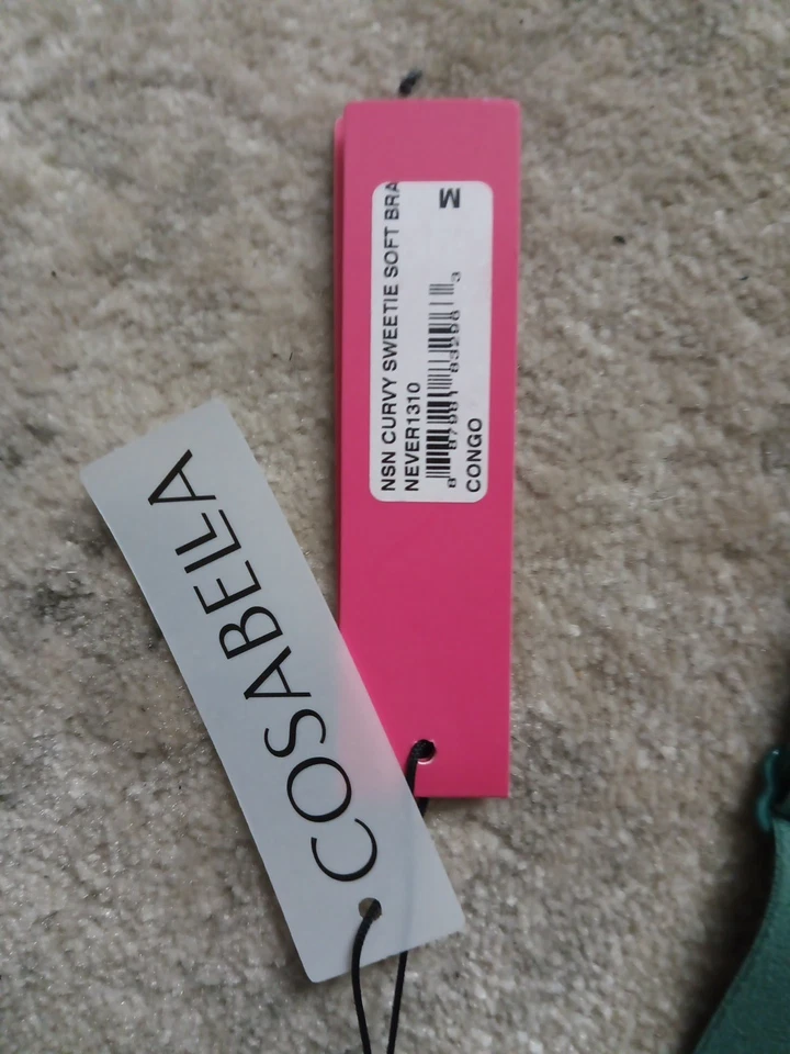 Sujetador suave Cosabella Never Say Never Curvy Sweetie bralette de encaje verde talla M Foto 3 de 4