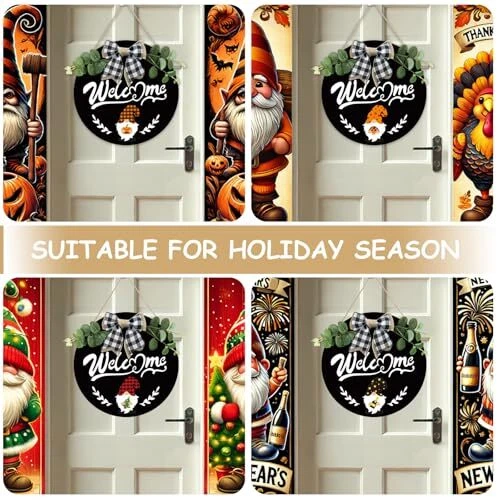 Interchangeable Welcome Sign for Front Door - 12 Inches Seasonal Gnome Decor -  - Image 3 of 4