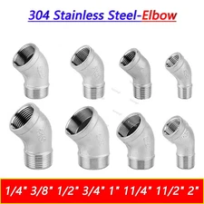 A2 Stainless Steel 45° Elbow BSPT Female x Male Pipe Fittings Coupler Connector