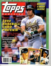  1990 Topps Magazine Premier Edition with 8 Topps Magazine Baseball Cards Intact