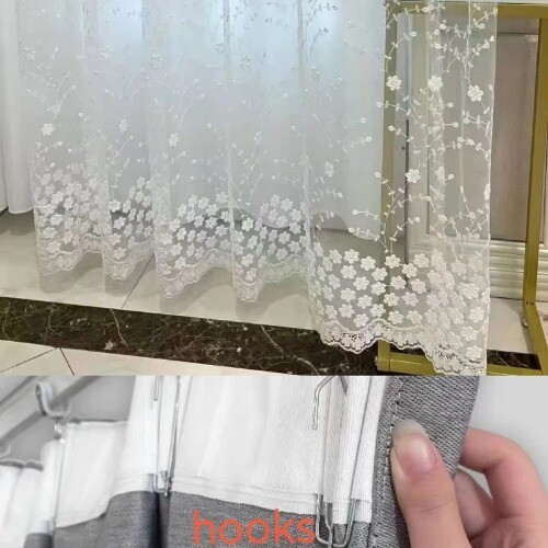 Embroidered White Screen Screen Window Curtains for Room Tulle Partition Door - Bild 7 von 22
