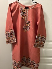 Pakistani indian new shalwar kameez dupatta 3pc party casual summer sz M cotton