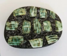 Large Rectangular Button with inlay shell design- (Choose Color)