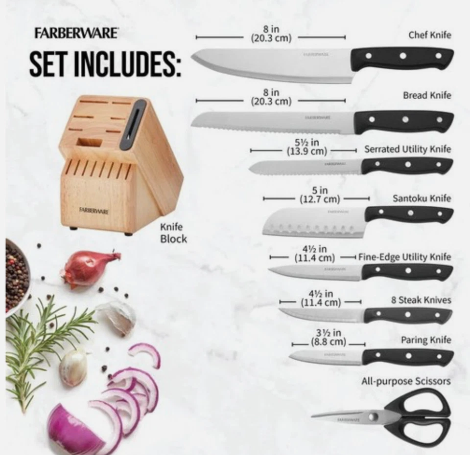 Juego de bloques de triple remache Farberware Edgekeeper con afilador de cuchillos incorporado, 1... Foto 4 de 4