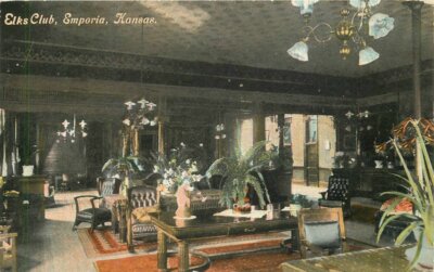 Elks Club interior Emporia Kansas Kress 1911 Postcard 20-9538