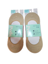 Peds Women's NUDE 3 Pair/2 Pack Super Low Cut CUSHION N0-SHOW Socks 8-12
