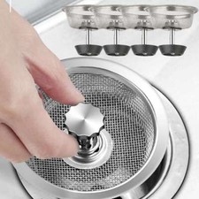 4pcs Kitchen Sink Strainer Stainless Steel Mesh Drain Stopper Basket Plug Filter