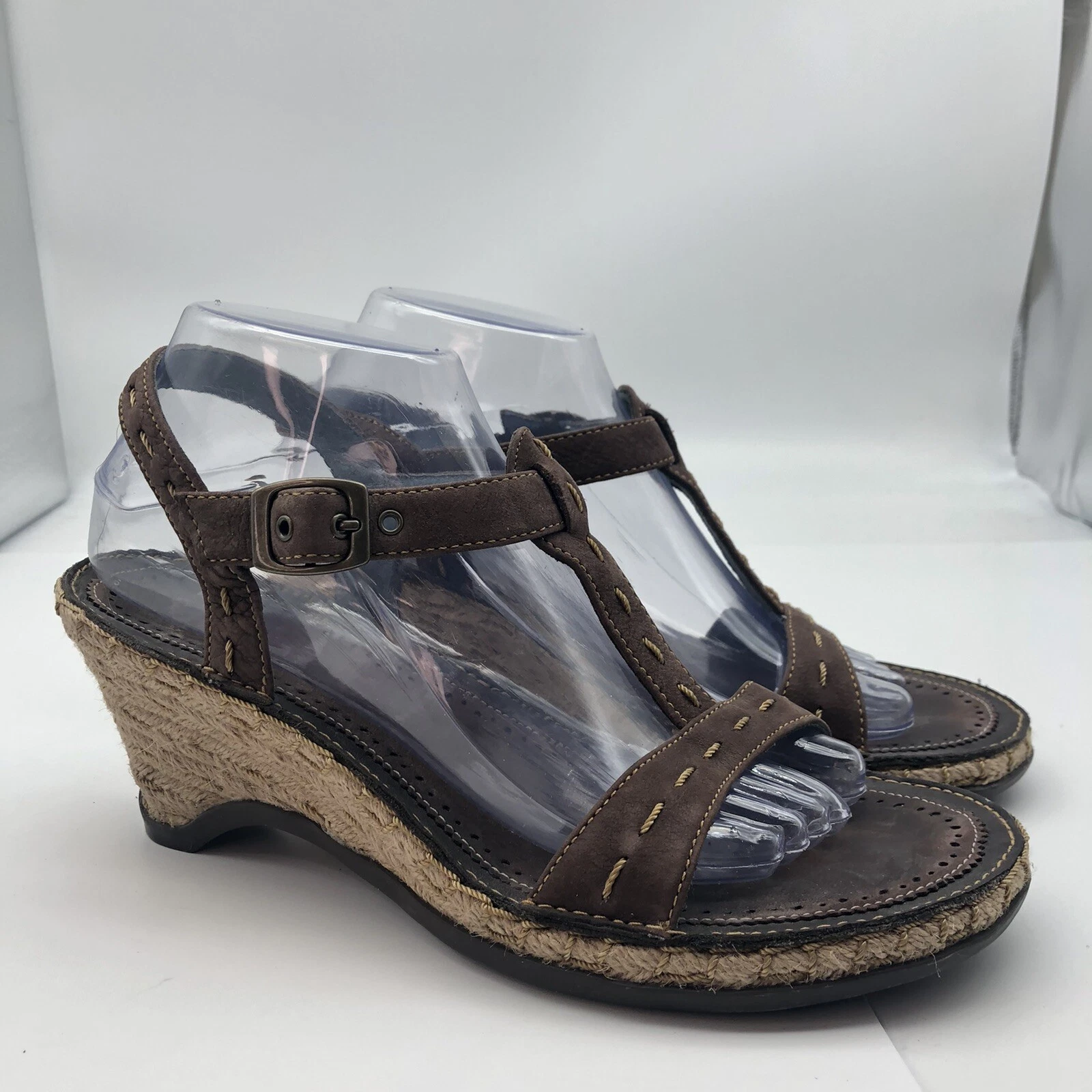 Sandali con zeppa espadrillas in pelle marrone Indigo by clarks taglia 8 5