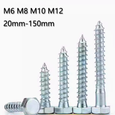 Zinc Plated M6-M12 Hex Hexagon Head Wood Screws Self Tapping Coach Screw Bolts