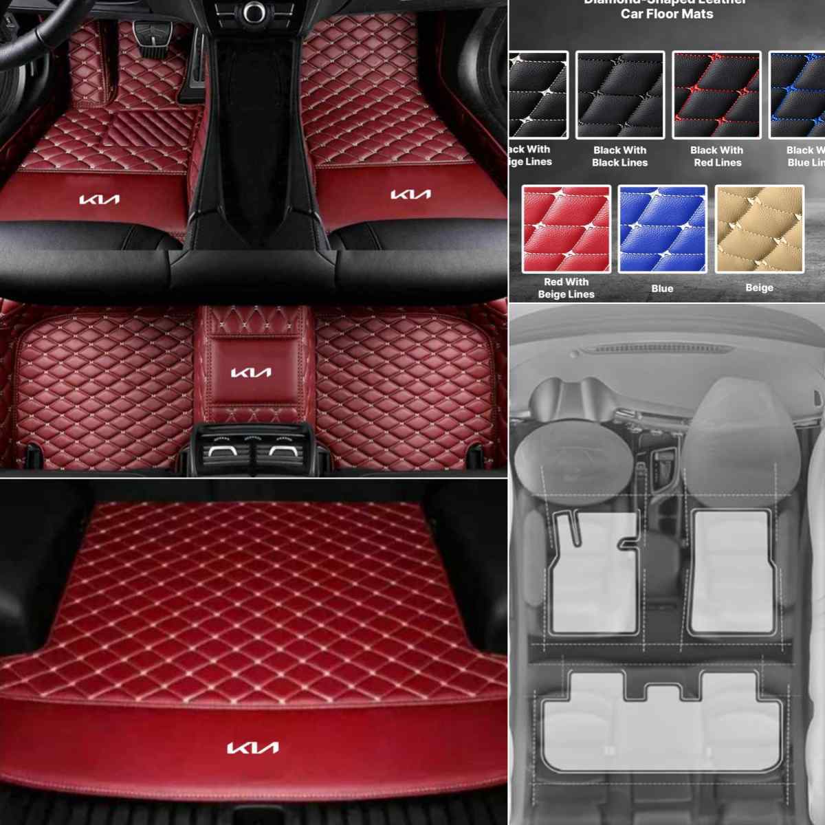 KIA All Models Waterproof All-Weather Floor Mats Front & Rear Car Carpets