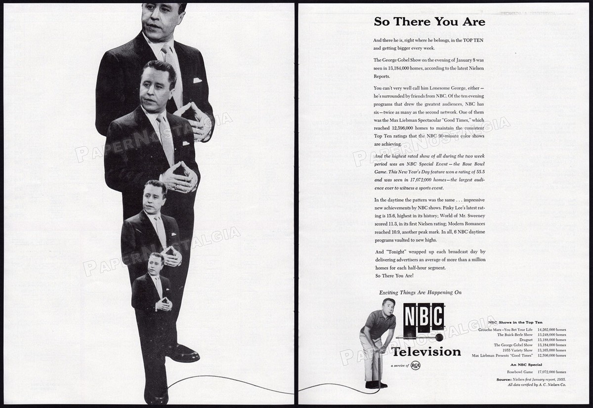 THE GEORGE GOBEL SHOW Original 1955 Trade AD TV promo NBC Television