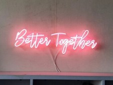 24" Better Together Pink Acrylic Neon Sign Light Lamp Display With Dimmer QL