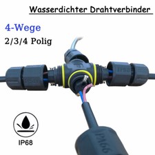 2/3/4 Pins Outdoor Waterproof 4-Way Electrical Cable Wire Connector Plug IP68
