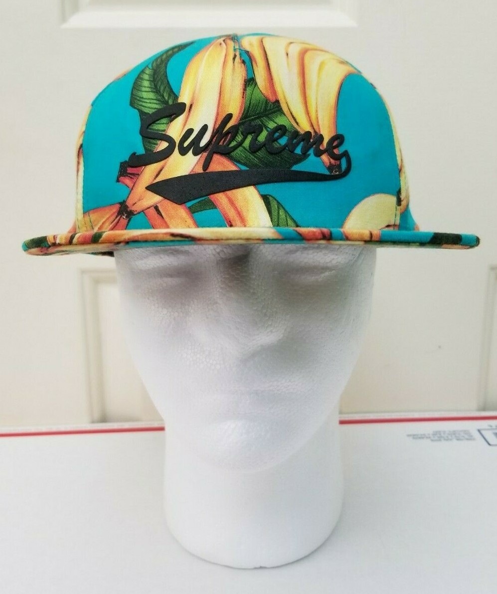 Supreme Banana 5 Panel Snapback Hat Cap Teal Blue All Over Print