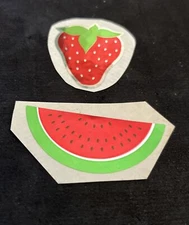 Vintage 80’s HAMBLY Foil Mylar STRAWBERRY & WATERMELON Stickers