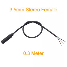 1pc 30cm Audio AUX Cord 3.5mm Stereo Female Jack 3pin Wire DIY Pigtail Cable New