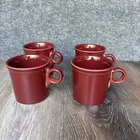Set of 4 Fiesta Ware Cinnabar Coffee Mugs Ring Handle Tom & Jerry 10 oz Cups