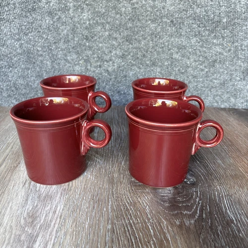 Set of 4 Fiesta Ware Cinnabar Coffee Mugs Ring Handle Tom & Jerry 10 oz Cups