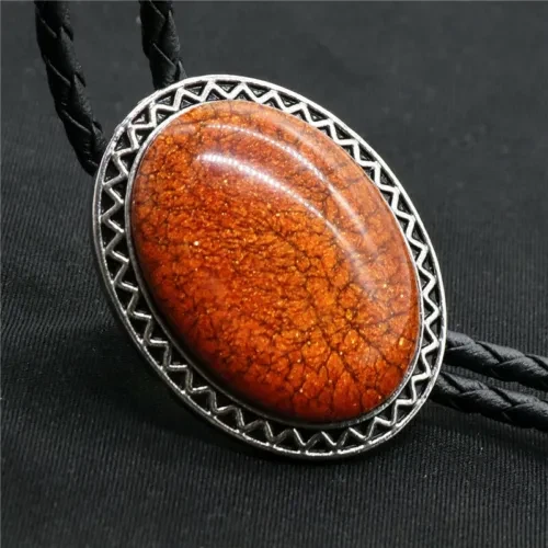 Corbata Bolo Piedra Coral Rojo - Collar de Boda - Vaquero Occidental - Cuerda de Cuero de 40" Foto 2 de 4