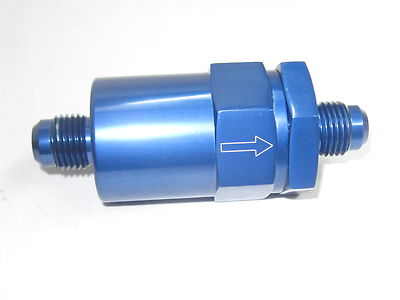 06 an  Show  Polished Fuel Filter, inline cleanable element  Blue anodized Alum