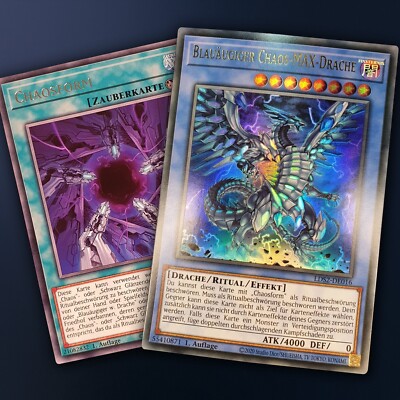 Blauäugiger Chaos Max Drache Chaosform Set Neu! Ultra Rare Yugioh Deutsch