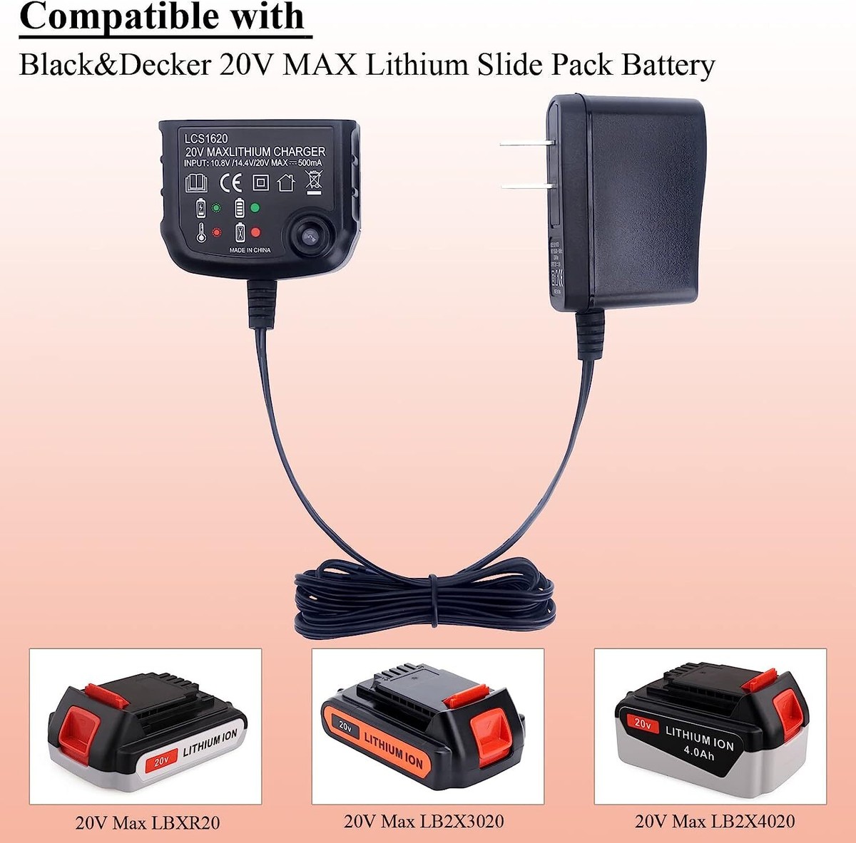 Battery charger for Black&Decker For Porter Cable For Stanley 20V Li-ion  Battery