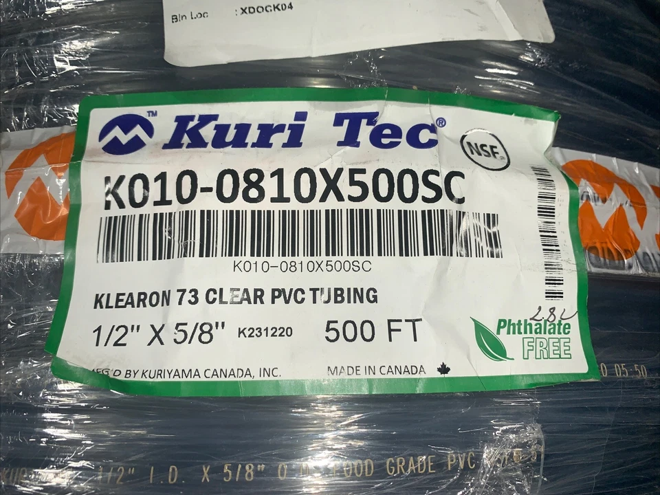 Kuri Tec K010-0810X500SC Klearon 73 Clear PVC Tubing 1/2"×5/8" 500ft - Image 3 of 4