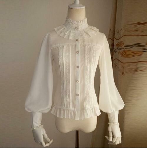 high collared blouse