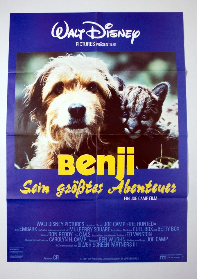 BENJI - Sein grösstes Abenteuer A1-FILMPOSTER German 1-Sheet ´88 WALT DISNEY  - Bild 1 von 1