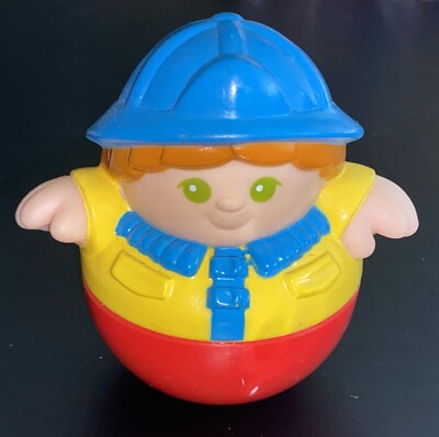 Vintage 1987 Playskool People Fireman Weeble Wobble GREEN EYES RED HAIR  2.75'' 