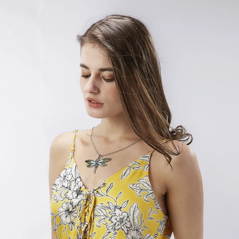 Moda Verde Libélula Animal Dije Cristal Colgante Collar Mujeres Joyería Nuevo Foto 3 de 4