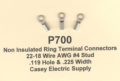 100 Non-Insulated RING X-Small Terminal Connector #22-18 Wire Gauge AWG #4 Stud