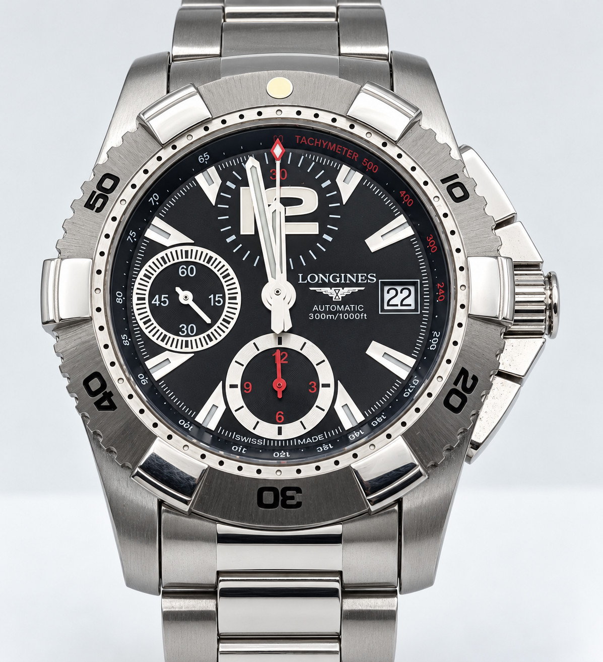 LONGINES HydroConquest L3.651.4 Chronograph Automatic Diver Watch 46mm 300M