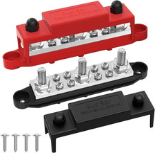 Joinfworld Bus Bar 250A 12V Power Distribution Block with 3 X 3/8" M10 Studs Ma