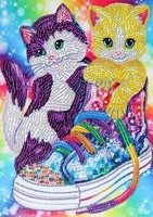 Diamantstickerei Mandala 7D Katzen In Turnschuhen 30 X 40 Cm