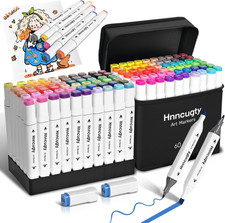 Alcohol Markers Set 60 Colors, Dual Tips Coloring Art Markers Set with Case  Ho