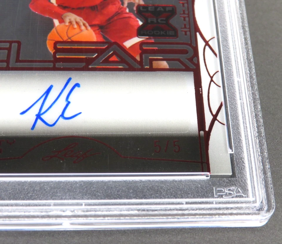 2022-23 Leaf Trinity Clear Auto Red /5 Keon Ellis #CA-KE1 Rookie RC PSA 9 MINT - Image 2 of 4