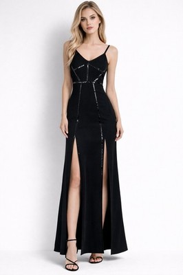 MaxMara Sportmax Fiandra Maxi Slip Dress Black 100% Silk Women's Size 2 Sexy NWT