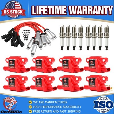 8xHigh Performance Ignition Coil+Spark Plug+Wire For Chevy GMC 5.3/6.2L V8 UF413