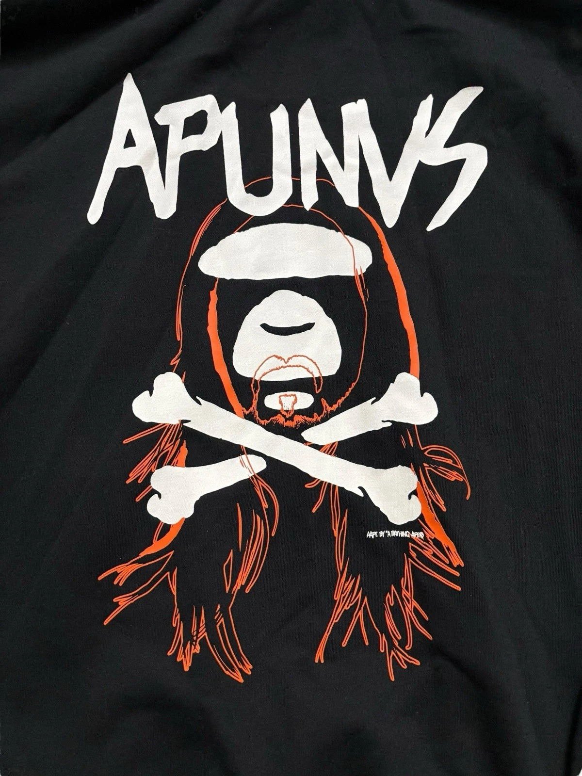 A BATHING APE (BAPE) Felpa con cappuccio Aape by A Bathing Ape uomo piccola nera Steve Aoki Collab Apunvs grafica