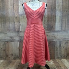 Adrianna Papell Orange Chevron Sleeveless Crisscross Back Dress Size Small NEW