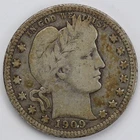 VG+ 1909 Barber Quarter