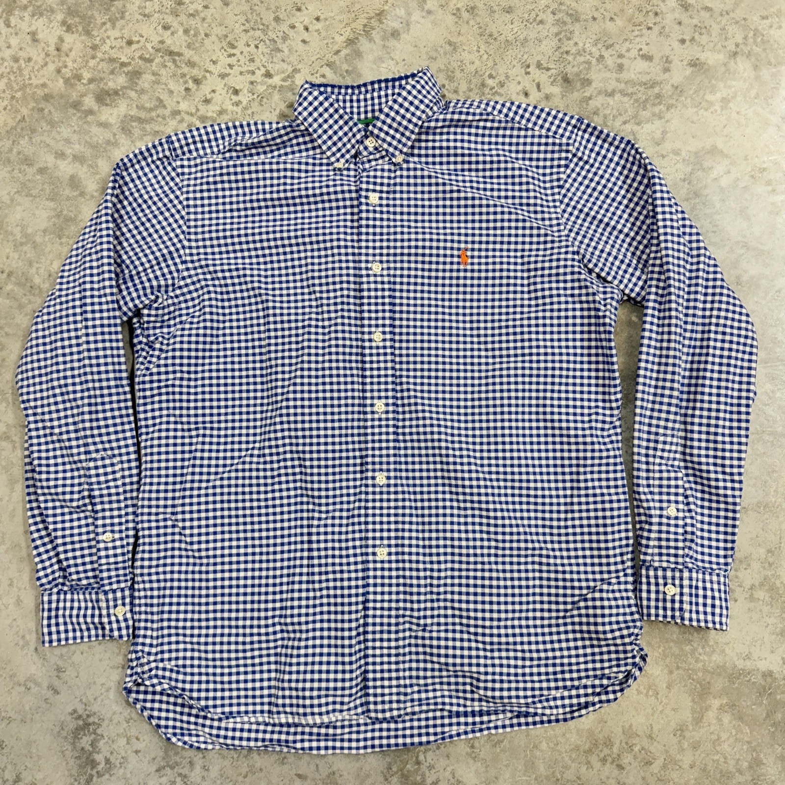 Ralph Lauren Shirt Mens Large Blue Gingham Classic Fit Button Down Long Sleeve