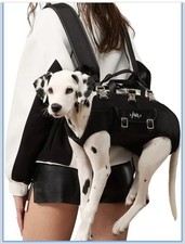 FCT Dog Backpack Carrier for MEDIUM Dogs 18-30 lbs Spine-Friendly Legs-Out BLACK