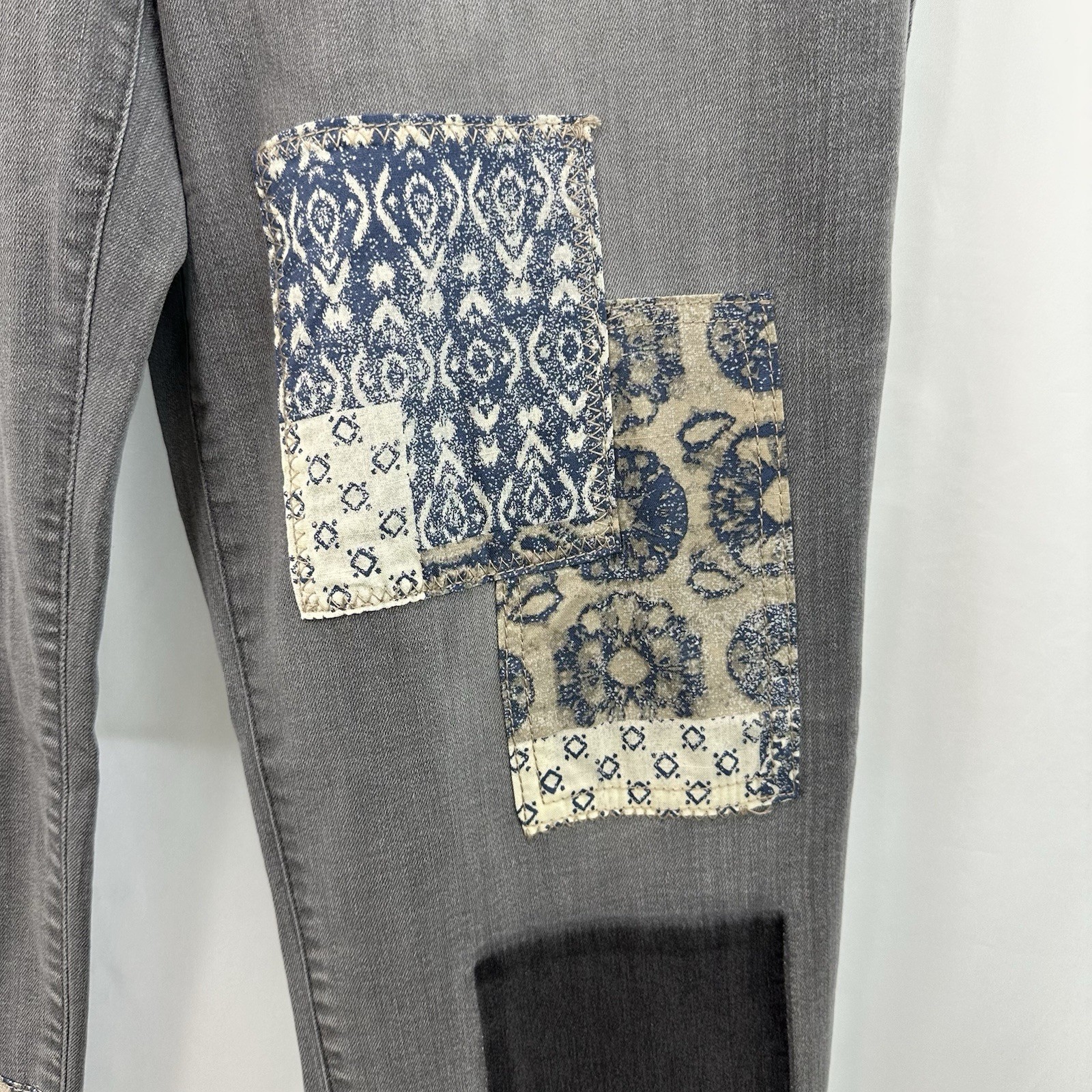 Logo Lori Goldstein Boyfriend Patchwork Gray Jean… - image 4